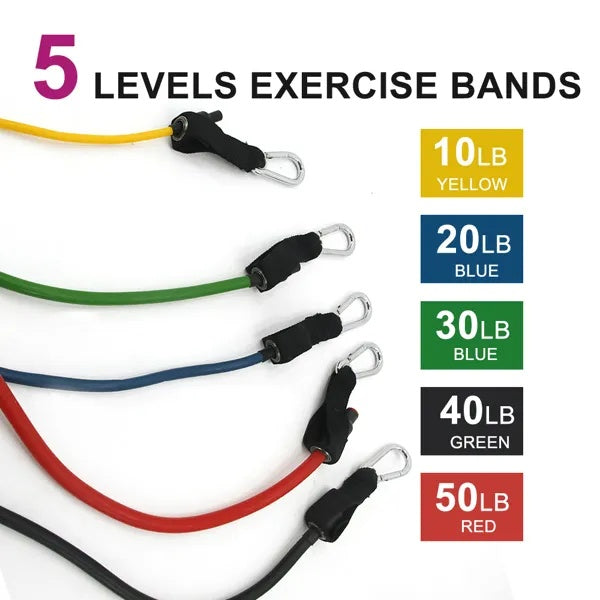 StrengthLab Tube Resistance Band Set — 5 Bands with Handles