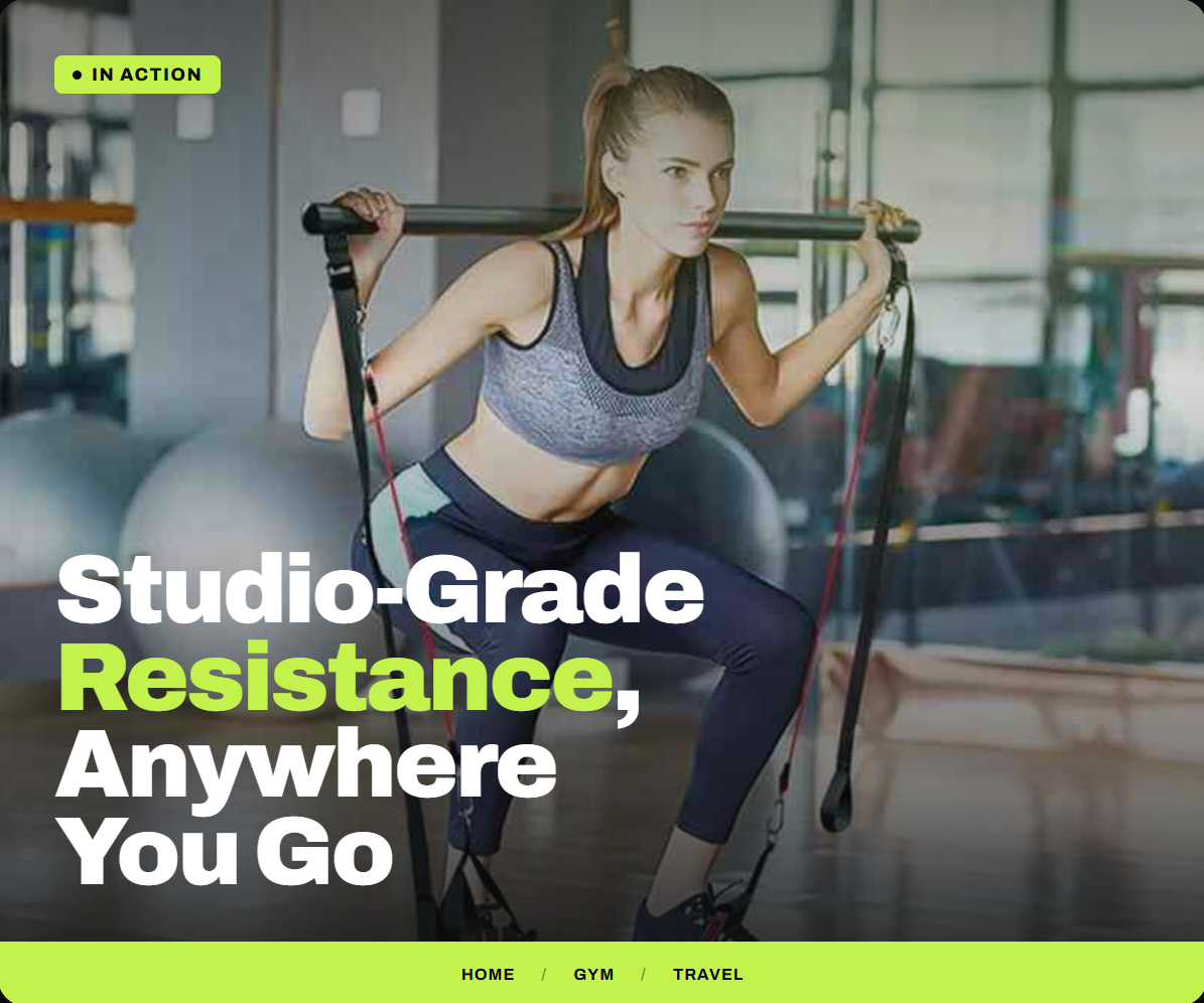 Woman training with the StrengthLab Pilates Bar Kit — studio-grade resistance anywhere